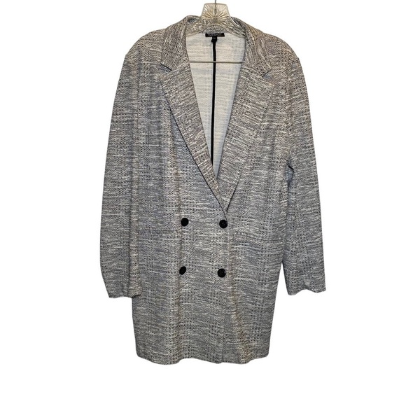 TOPSHOP women's 8 gray marled lightweight oversized double breasted blazer coat - Picture 3 of 10